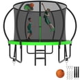 thumbnail image 1 of XMIKA 10FT Trampoline with Enclosure, Basketball Hoop, Ladder, Wind Stakes, Outdoor Heavy Duty Galvanized Full Spray Round Trampoline for Adults and Kids, Green, 1 of 8