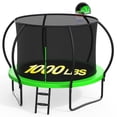 thumbnail image 1 of XMIKA 10FT Trampoline with Enclosure, Basketball Hoop, Ladder, Outdoor Trampolines, Heavy Duty Galvanized Full Spray Round Backyard Trampoline for Adults and Kids, 1000lbs Loading, Green, 1 of 7