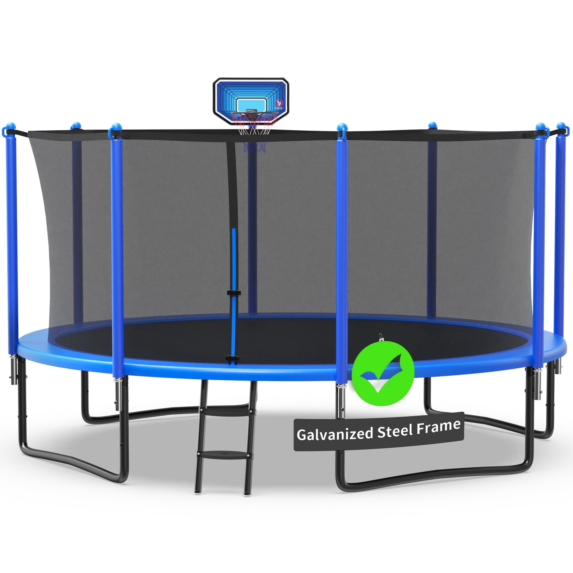 Kacho Trampoline 1200LBS 12FT Trampoline for Kids Adults, Trampoline with Basketball Hoop, Enclosure, Ladder and Outdoor Heavy Duty Galvanized Recreational Trampoline for Family