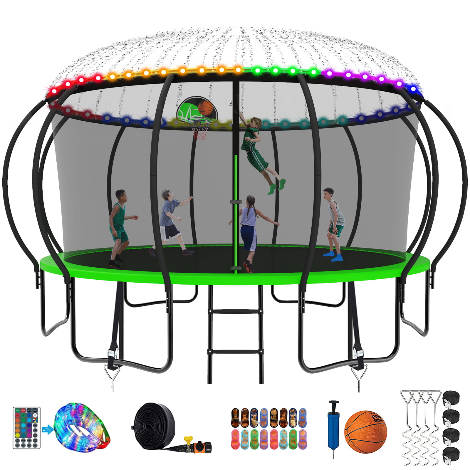 Kumix Trampoline, 12FT 14FT 15FT 16FT Trampoline with Enclosure