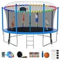 thumbnail image 1 of Kumix Trampoline 1400LBS 14FT Trampoline for Kids Adults, Trampoline with Basketball Hoop, Enclosure, Wind Stakes, Lights, Sprinkler and Socks, Outdoor Heavy Duty Galvanized Recreational Trampoline, 1 of 8