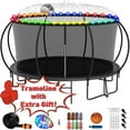 thumbnail image 1 of Kumix Trampoline 14FT 1400LBS Trampoline for 2-3 Adults/ 7-8 Kids, Recreational Trampoline with Enclosure, Basketball Hoop, Wind Stakes and More Gifts, Outdoor Galvanized Full Spray Trampoline, 1 of 9