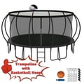 thumbnail image 1 of Kumix Trampoline 15FT 1500LBS Trampoline for 3-4 Adults/ 8-9 Kids, Recreational Trampoline with Enclosure, Basketball Hoop, Wind Stakes, Outdoor Galvanized Full Spray Trampoline, No Gap Design, 1 of 9