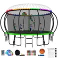 thumbnail image 1 of Kumix Trampoline 15FT, 1500LBS Trampoline for 8-9 Kids/4-5 Adults, Outdoor Trampoline with Enclosure, Basketball Hoop, Lights, Sprinkler, Socks, Heavy Duty Galvanized Anti-Rust Coating Trampoline, 1 of 8