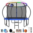 thumbnail image 1 of Kumix Trampoline 8 10 12 14 15 16FT, 1000LBS Upgraded Trampoline for 3-4 Kids with Light, Sprinkler, Socks, Recreational Trampoline with Basketball Hoop, Wind Stakes, Outdoor No Gap Dsign Trampoline, 1 of 8