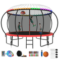 thumbnail image 1 of Kumix Trampoline 8 10 12 14 15 16FT, 1200LBS Upgraded Trampoline for 1-2 Adults/ 6-7 Kids with Light, Sprinkler, Socks, Recreational Trampoline with Basketball Hoop, Wind Stakes, No Gap Trampoline, 1 of 7