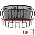 thumbnail image 1 of Kumix Trampoline 8 10 12 14 15 16FT, 1500LBS Upgraded Trampoline for 5-6 Adults/ 10 Kids, Recreational Trampoline with Basketball Hoop, Net, Wind Stakes, No Gap Galvanized Full Spray Trampoline, 1 of 7