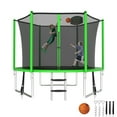 thumbnail image 1 of Kumix Trampoline with Enclosure Net for Kids and Adults, 1000LBS Capacity 10FT Trampoline with Basketball Hoop, Ladder, Wind Stakes, Outdoor Heavy Duty Trampoline, Green, 1 of 7