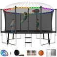 thumbnail image 1 of Kumix Trampoline with Enclosure Net for Kids and Adults, 1200LBS Capacity 12FT Trampoline with Basketball Hoop, Ladder, LED Lights, Sprinkler, Socks, Wind Stakes, Outdoor Heavy Duty Trampoline, Black, 1 of 7