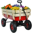 thumbnail image 1 of Kumix Wagon Cart for Kids, Heavy Duty Utility Wagon with 10'' Air Tires, Removable Sides, 330LBS Capacity for 2 Kids, All-Terrain Pulling Beach Cart, Garden Wagon Cart, Red, 1 of 7