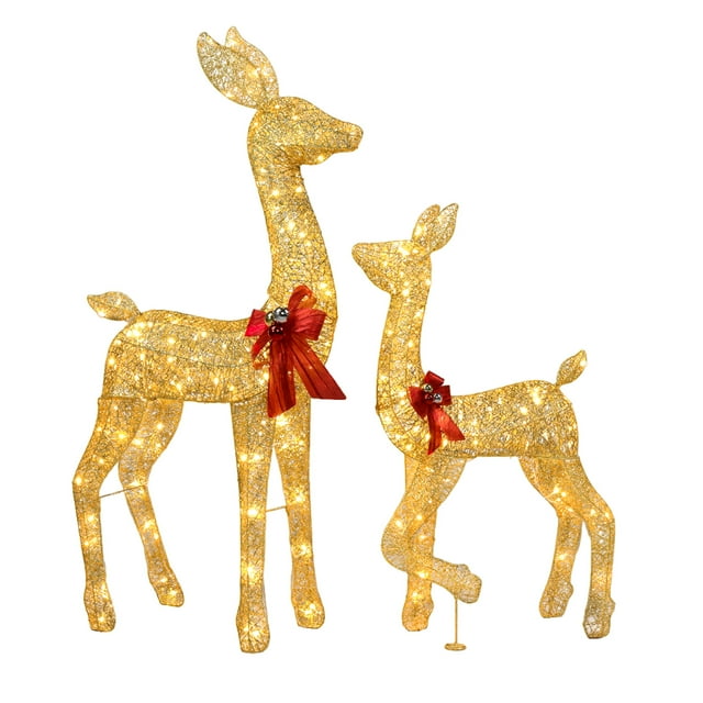 Kumji Lighted Christmas Decoration Deer 2 Piece, Light up Christmas