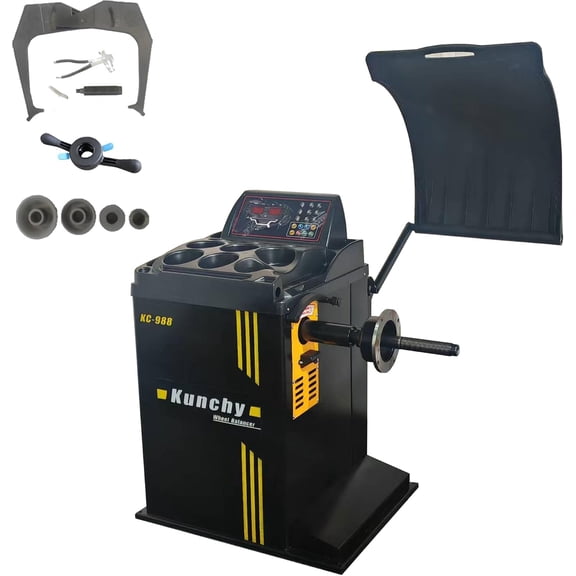 KunChy-988 , 10"-24" Automatic Laser Wheel Balancers Wheel Balancing with Hood and Auto Ruler Brake Self-Calibrating