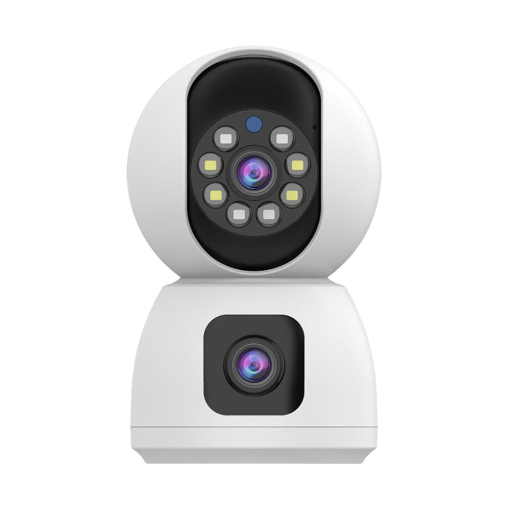KunMing 2.4GHz WiFi Indoor Security Camera, 2K Dual Lens for Home, Baby, and Pet Monitoring with Night Vision, Motion Detection, Two-Way Audio, Siren, Cloud & SD Card Storage