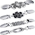 thumbnail image 1 of KunMing 4 Pieces Vintage Sweater Shawl Clips Retro Cardigan Collar Clips Dress Shirt Brooch Clips for Women Wearing, 4 Styles, 1 of 5