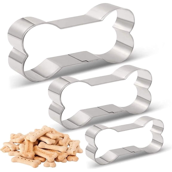 Qhkie Dog Bone Shape Cookie Cutters Set,Stainless Steel, Perfect for Homemade Dog & Cat Biscuits, Treats