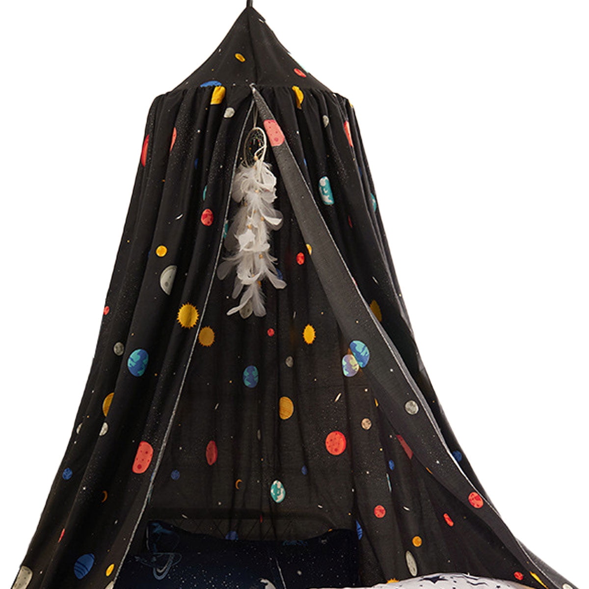 Qhkie Dreamy Girls' Bed Canopy, Cute Room Decor, Soft and Durable Tent Canopy for Kids, Fits Single, Twin, Full Beds, 65×270×400cm, 1Pcs