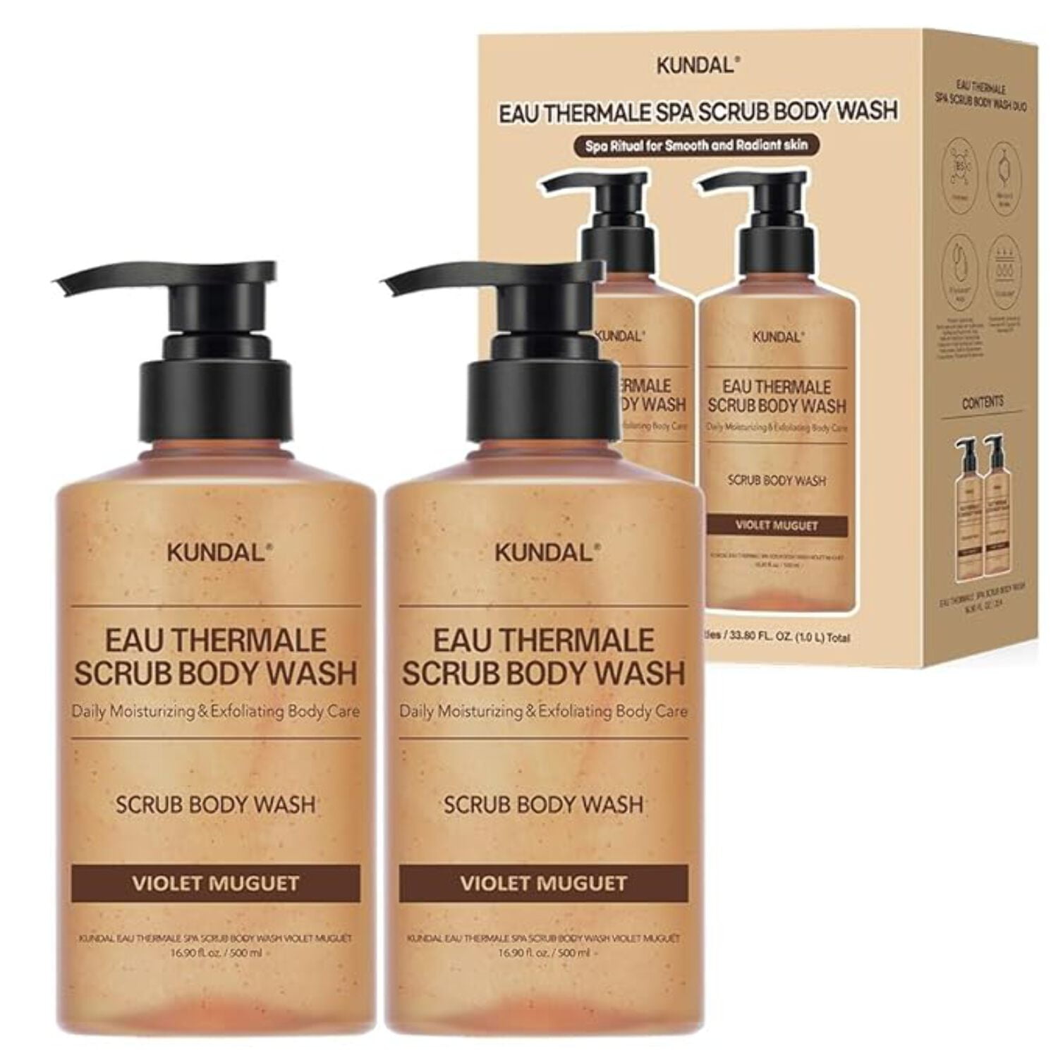 Kundal Eau Thermale Scrub Body Wash 500ml 2 SET - Violet Muguet