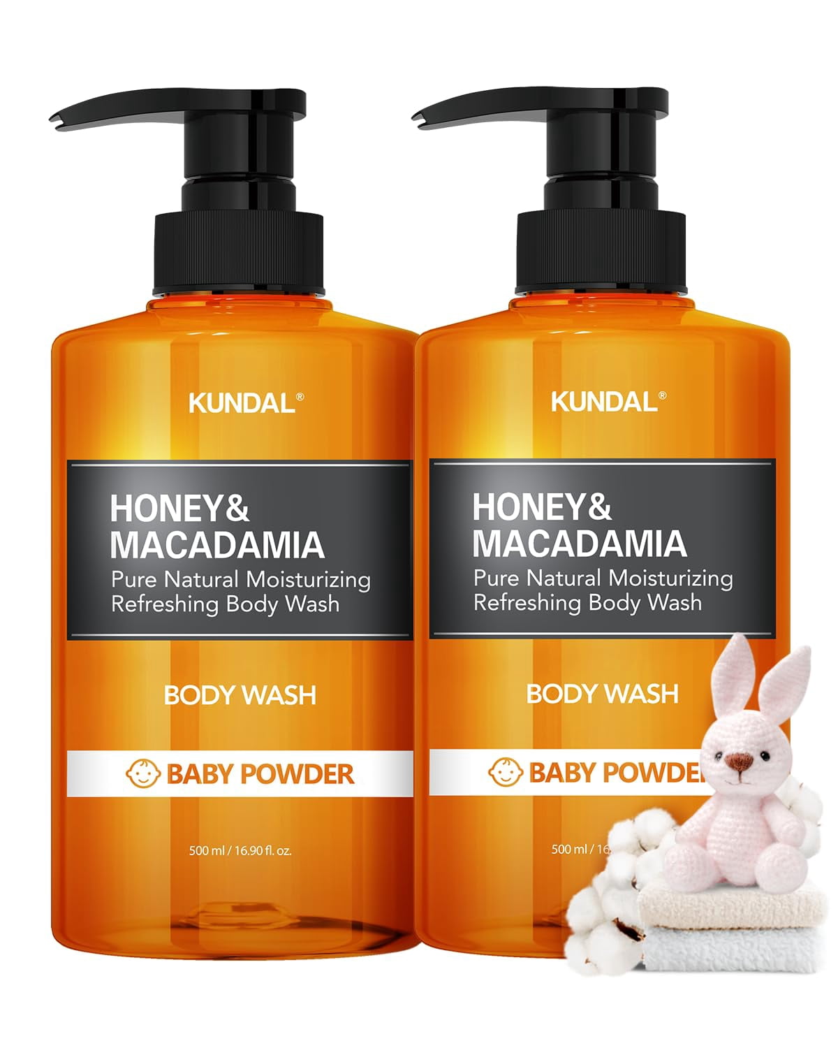 Kundal Natural Body Wash SE33 Set [Baby Powder Scent] Honey & Macadamia