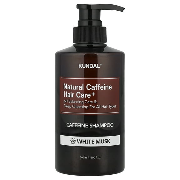 Kundal Natural Caffeine Hair Care+ Shampoo, For All Hair Types, White Musk, 16.9 fl oz (500 ml)