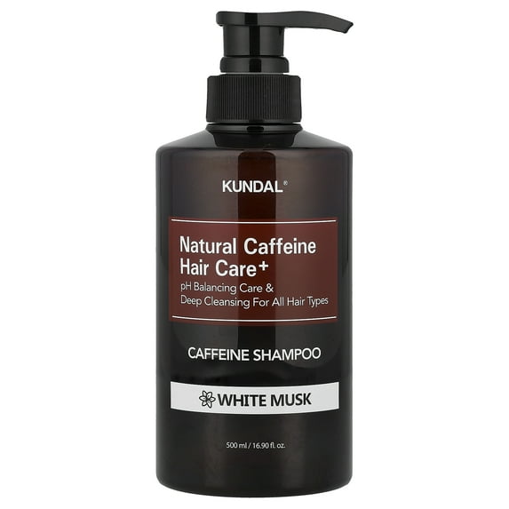 Kundal Natural Caffeine Hair Care+ Shampoo, For All Hair Types, White Musk, 16.9 fl oz (500 ml)