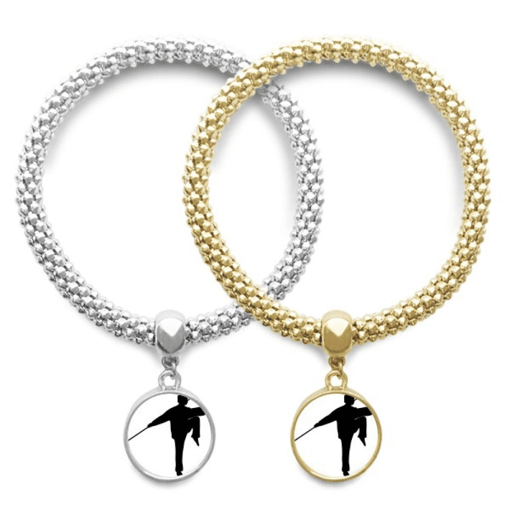 Kung Fu Chinese Shaolin Stick Martial Art Lover Bracelet Bangle Pendant