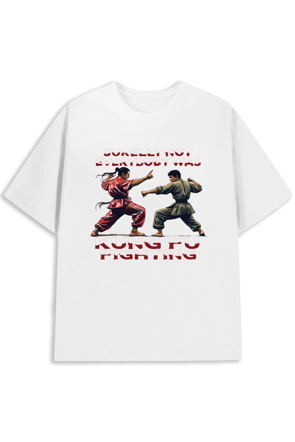 Kung Fu Fight Tee Men's game console white Breathable fabric, crew neck, short sleeves game game over Funny Unisex Shirt Crewneck tshirts Fashion Unisex Shirt Crewneck tshirts