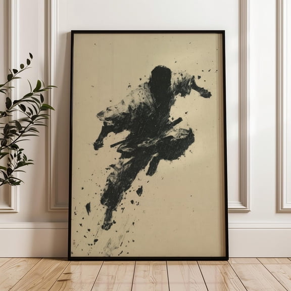 Kung Fu Fighter Expressionist Line Poster