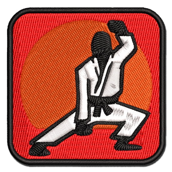 Kung Fu Martial Arts Crouch Stance Karate Gi Applique Multi-Color Embroidered Iron-On Patch - 2.5 Inch Small