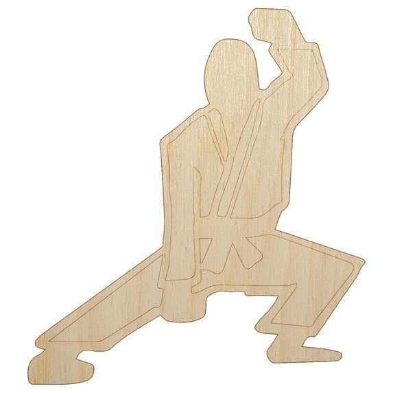 Kung Fu Martial Arts Crouch Stance Karate Gi Wood Shape Unfinished Piece Cutout Craft DIY Projects - 6.25 Inch Size - 1/8 Inch Thick