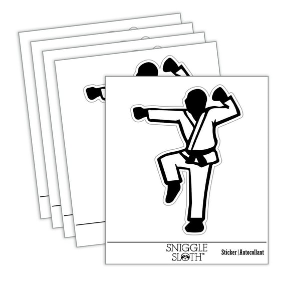Kung Fu Martial Arts Hang Stance Karate Gi Car Window Bumper Water Bottle Phone Tablet Laptop Waterproof Vinyl Decal Sticker Set 5-Pack - Gloss Finish - 3.0"