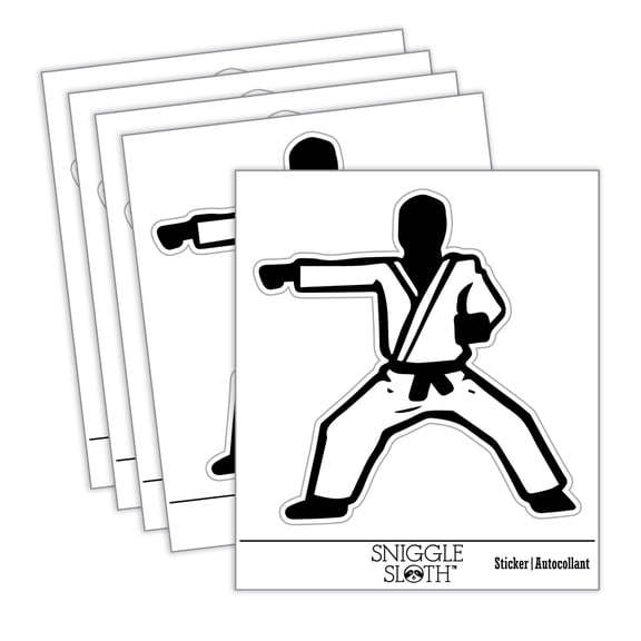 Kung Fu Martial Arts Rider Stance Karate Gi Car Window Bumper Water Bottle Phone Tablet Laptop Waterproof Vinyl Decal Sticker Set 5-Pack - Gloss Finish - 2.0"