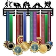 thumbnail image 1 of Kung Fu Medal Hanger Display Medal Holder Rack Wall Mount Hanger Decor Trophy Shelf 3 Tiered Award Rack Award Ribbon Hanger with Gift Box for Over 50 Medals Easy to Install, 1 of 9