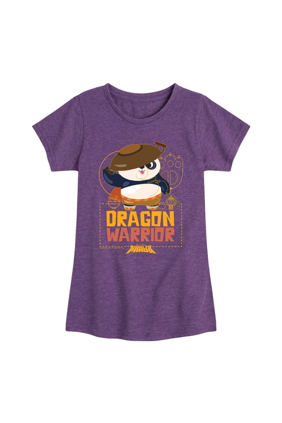 - Dragon Warrior - Girls Fitted Short Sleeve Graphic T-Shirt