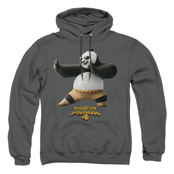 Kung Fu Panda 4 Po and Logo Adult Pull-Over Hoodie, Charcoal, Large