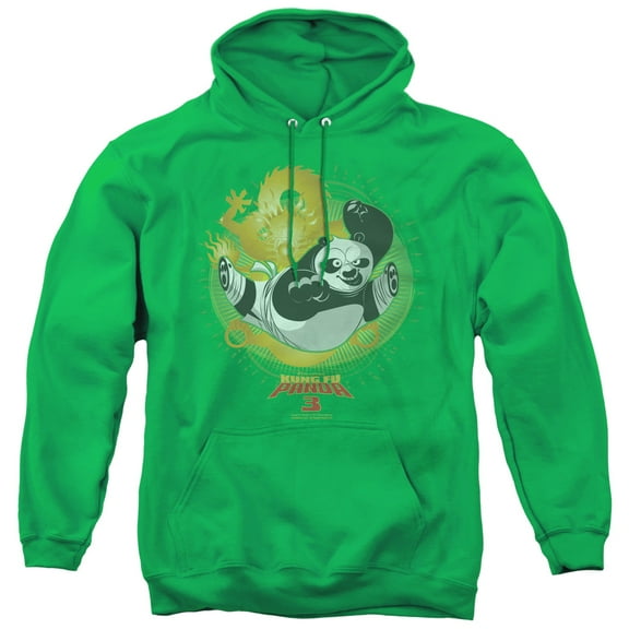 Kung Fu Panda/Drago Po Adult Pullover Hoodie Sweatshirt-Kelly Green
