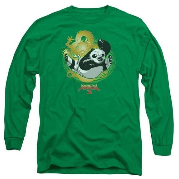 Kung Fu Panda/Drago Po-Long Sleeve Adult 18/1-Kelly Green