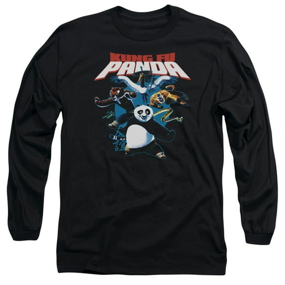 Kung Fu Panda/Kung Fu Group-Long Sleeve Adult 18/1 Black