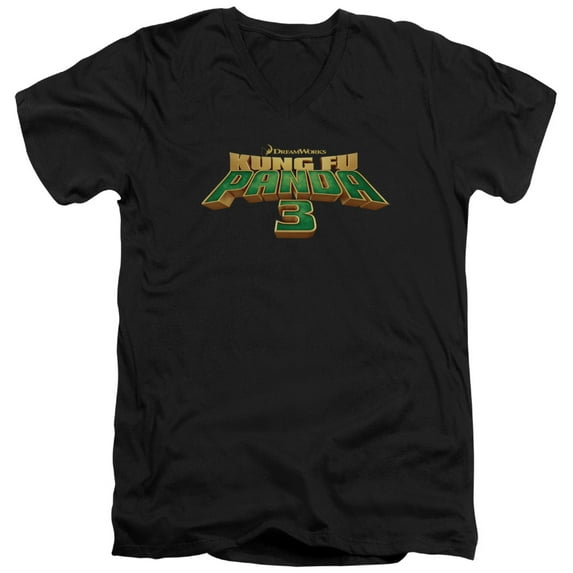 Kung Fu Panda/Logo S/S Adult V-Neck T-Shirt 30/1 T-Shirt Black