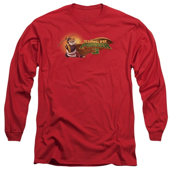 Kung Fu Panda/Po Logo Long Sleeve Adult 18/1 T-ShirtRed