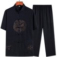 thumbnail image 1 of Kung Fu Shirt - Men Tang Suit Tai Chi Uniform Chinese Traditional Clothes,Cotton Linen Hanfu Jacket Kung Fu Clothing Short Sleeved Shirt Coat, 1 of 7