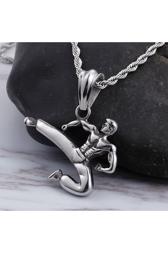 Kung Fu Sports Pendant Expressing Love Blessing 14K Yellow Gold Necklace Jewelry Gift Accessories