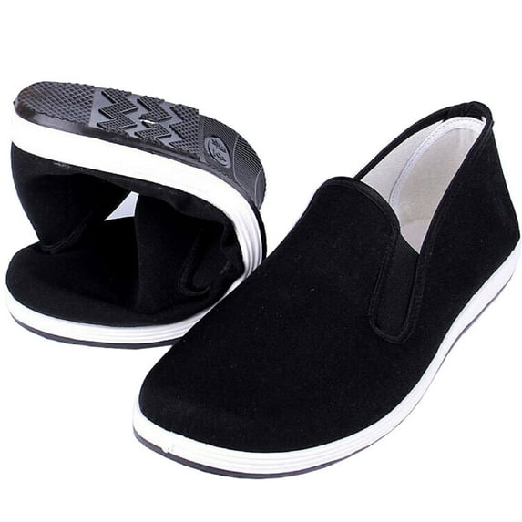 Kung Fu Tai Chi Martial Arts Shoes Rubber Sole Unisex Canvas Anti-Slip Fashion Qigong Trainerss Black EU 41 (255cm)
