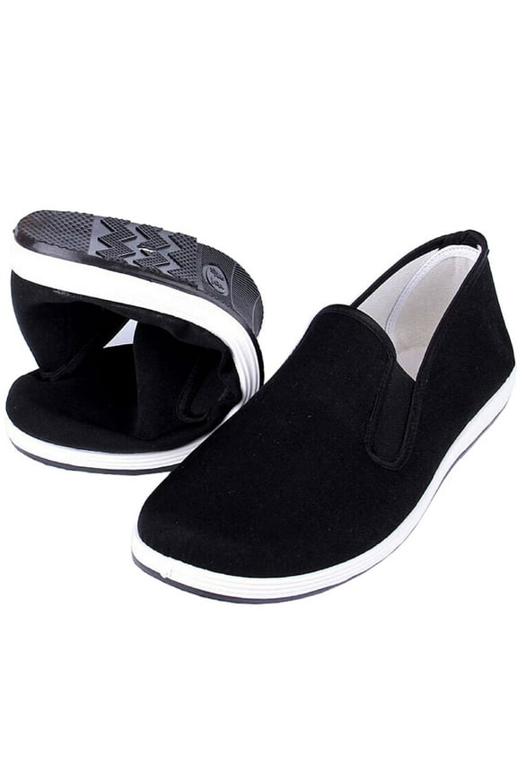 Kung Fu Tai Chi Martial Arts Shoes Rubber Sole Unisex Canvas Anti-Slip Fashion Qigong Trainerss Black EU 41 (255cm)