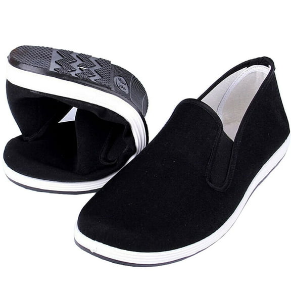 Kung Fu Tai Chi Martial Arts Shoes Rubber Sole Unisex Canvas Anti-Slip Fashion Qigong Trainerss Black EU 43 (265cm)