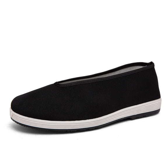 Kung Fu & Tai Chi Shoes - Comfortable, Slip-On, Anti-Skid, Lightweight Men's Traditional Cloth Shoes,Indoor Slippers Black Size 9.5 (265cm)
