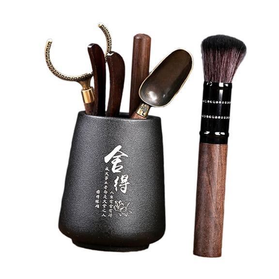 Kung Fu Tea Set Tea Set Utensil Tools Tea Canister Six Gentlemen Set Portable Tea ware Set Tool for Office Picnic Home Style D