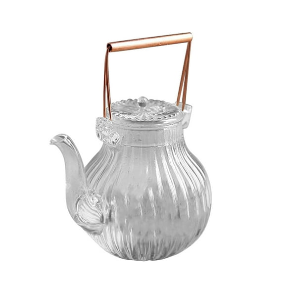 Kung Fu Teapot Transparent Glass Kettle Heating Copper Handle Turkish Coffee Maker Stainless Steel Water Bottle