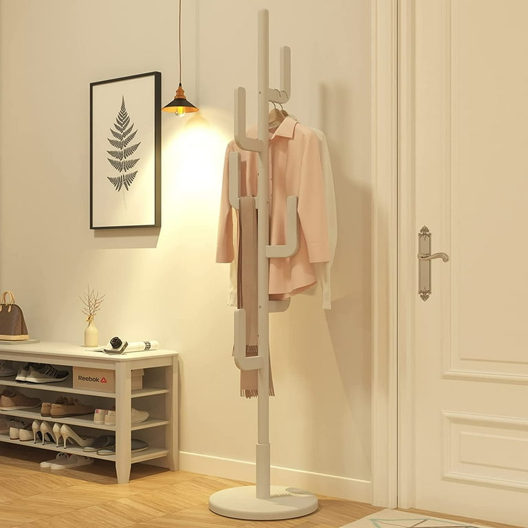 Coat Rack Unique Design Cactus Coat Rack Freestanding Adjustable Height Wooden Coat Rack Stand with 6 Hooks Easy Assembly Coat Tree for Entryway Bedroom Coats Bags White Walmart