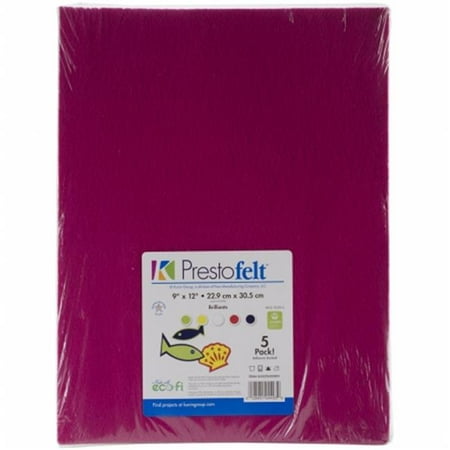 Kunin 9"x12" Adhesive Brilliants Color Presto Felt, 5 Piece