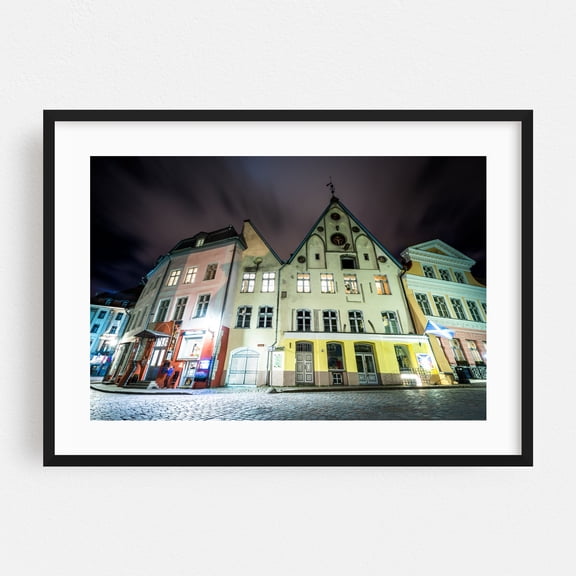 Kuninga, Old Town - Tallinn Estonia Photography Architecture Cityscape Nightlife Street Photography Travel Poster Black Framed Wall Art Print 5 x 7 inches